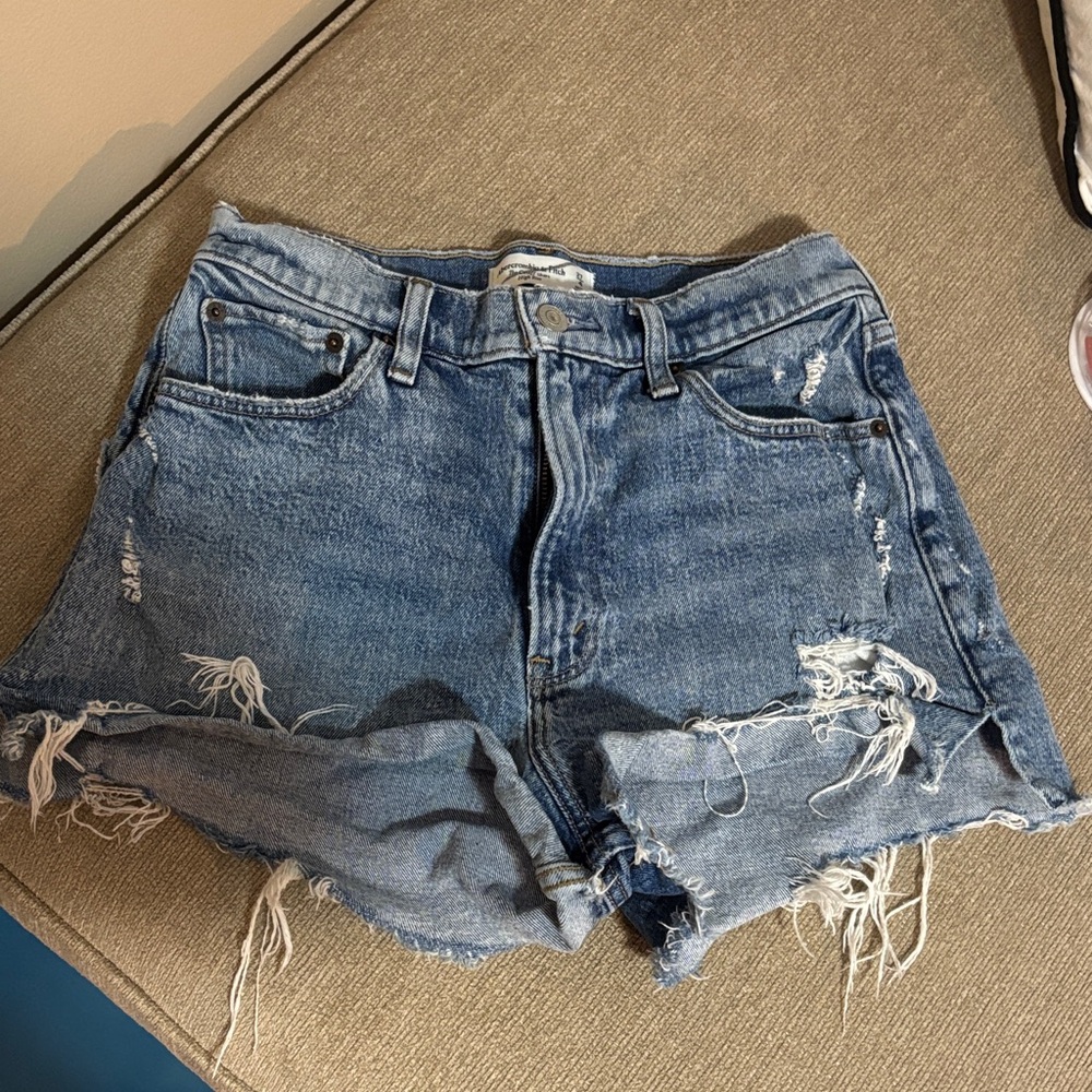Abercrombie & Fitch Ripped Blue Jean Shorts